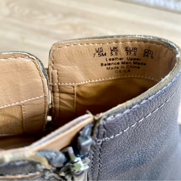 ranco Sarto Geila Gray Leather Ankle Boots | Triple Buckle Detail | Low Heel - Picture 3 of 8